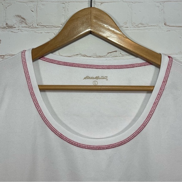 Eddie Bauer Shirt Womens Large White Short Sleeve Boat Neck Lightweight Casual - Picture 3 of 8